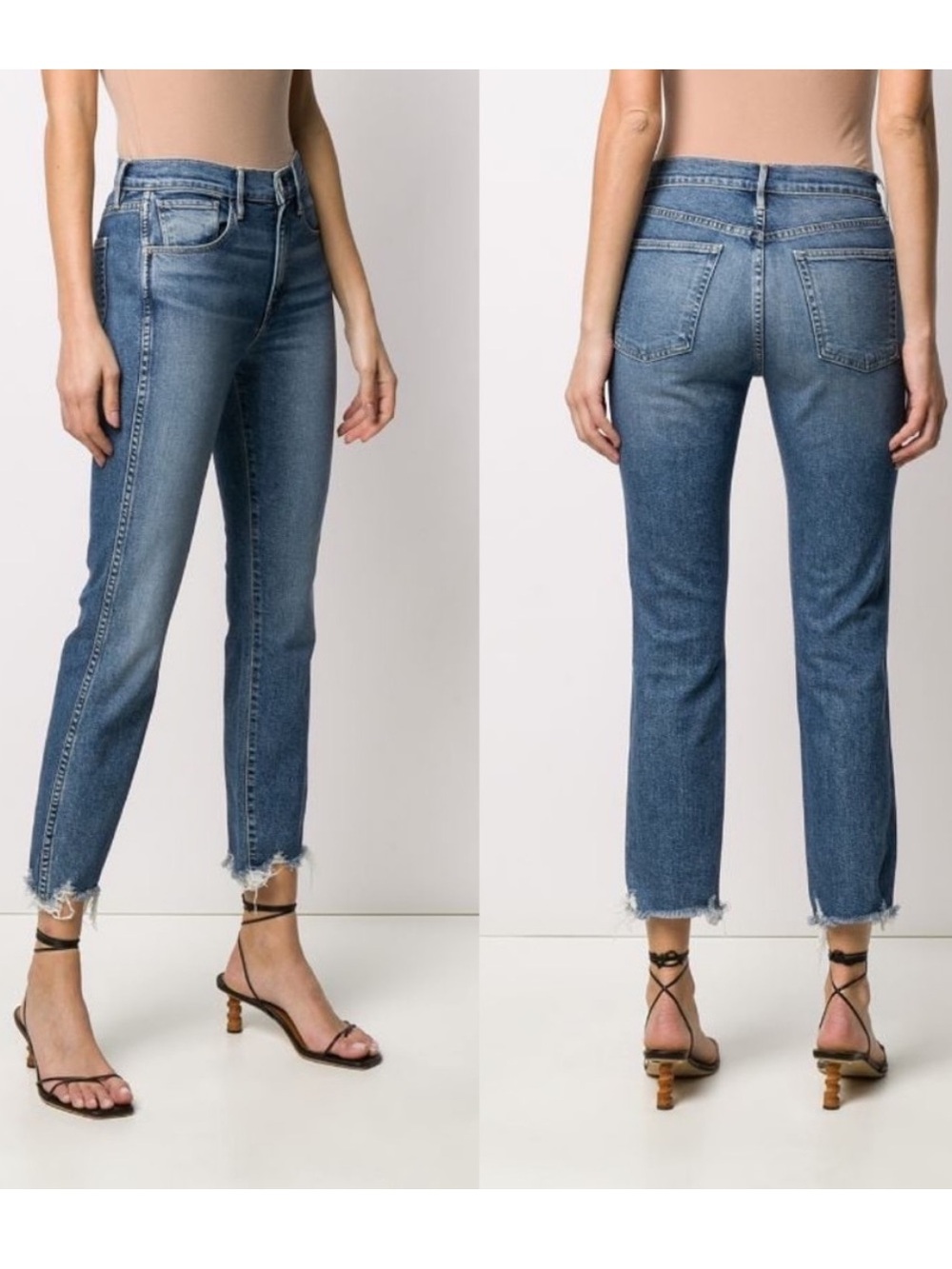 • 3x1 • High Waisted Shredded Cropped Jeans Ace Size 27